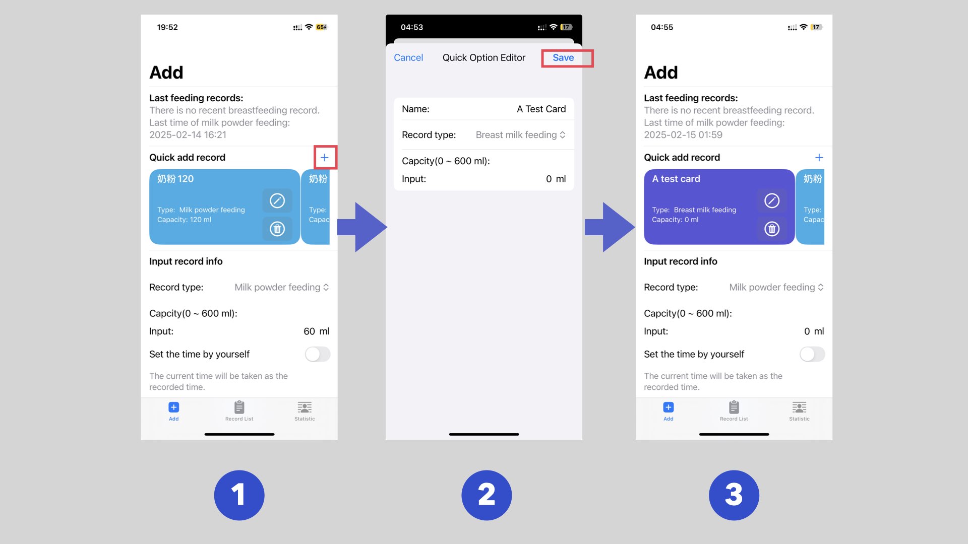 create a quick option card process